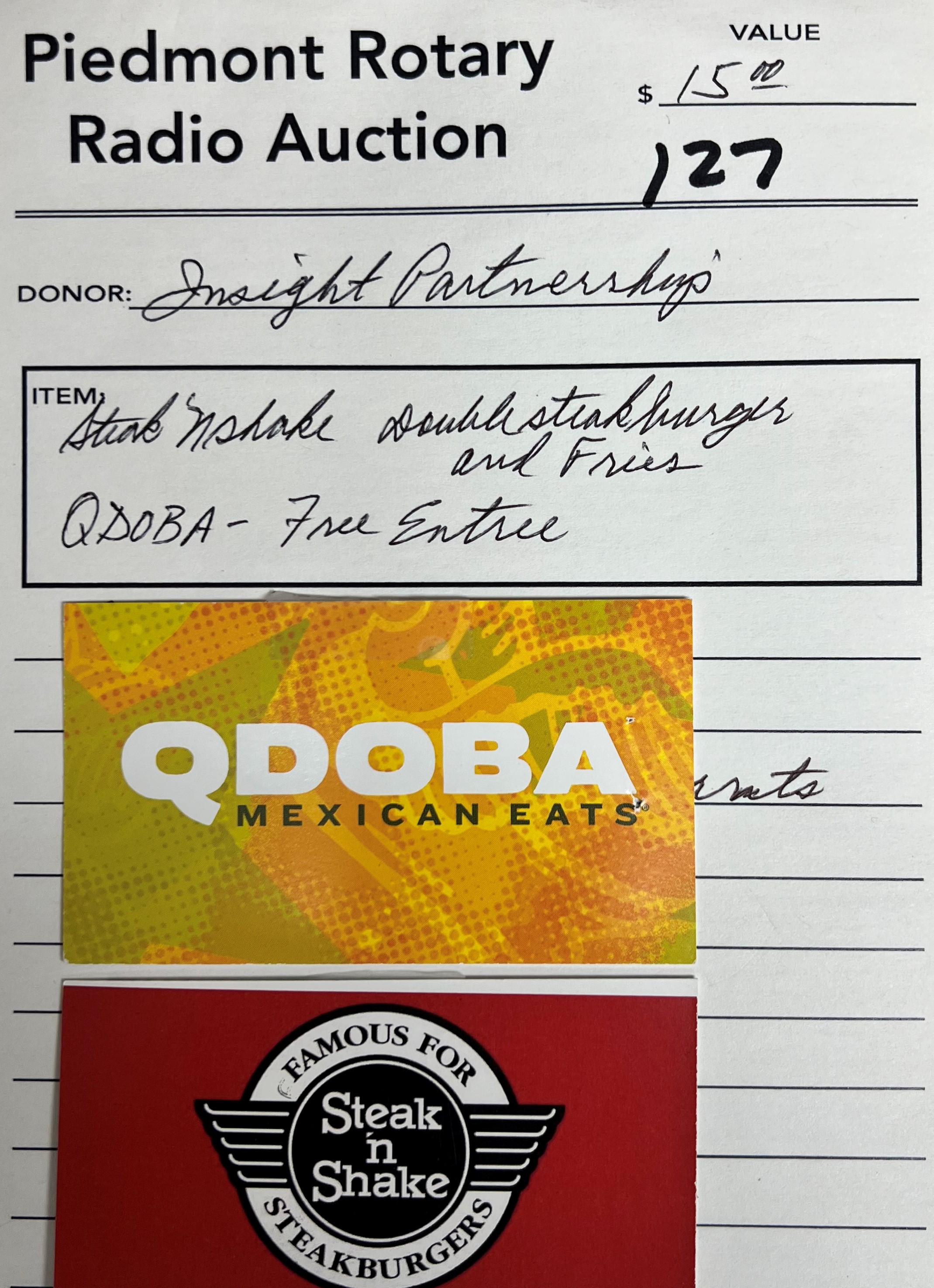 Steak & Shake and Qdoba Gift Cards